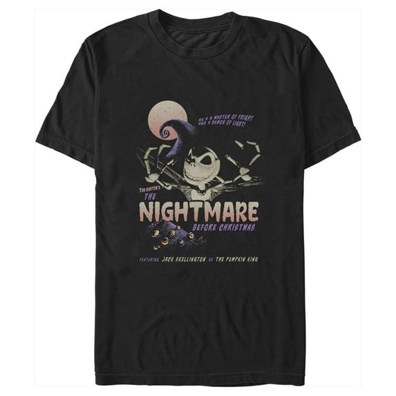 Men's The Nightmare Before Christmas Jack Retro Movie Poster Graphic Tee Black Small