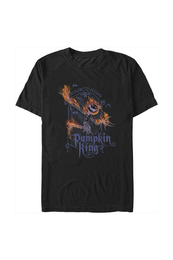 Men's The Nightmare Before Christmas Jack Ruler of the Night Flames Graphic Tee Black 3X Large