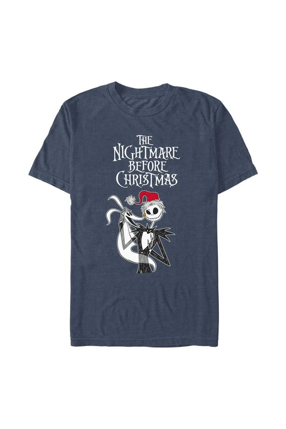 Men's The Nightmare Before Christmas Jack Skellington Santa Hat Logo Graphic T-Shirt