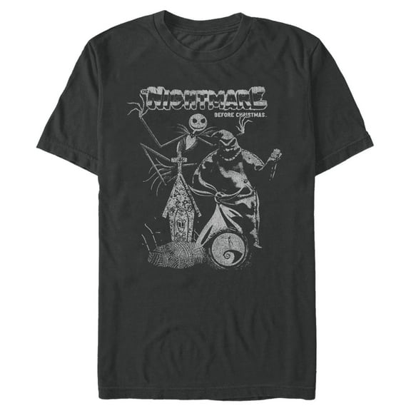 Men's The Nightmare Before Christmas Jack and Oogie Boogie Distressed Graphic Tee Black X Large