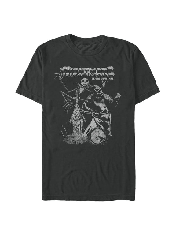 Men's The Nightmare Before Christmas Jack and Oogie Boogie Distressed Graphic Tee Black X Large