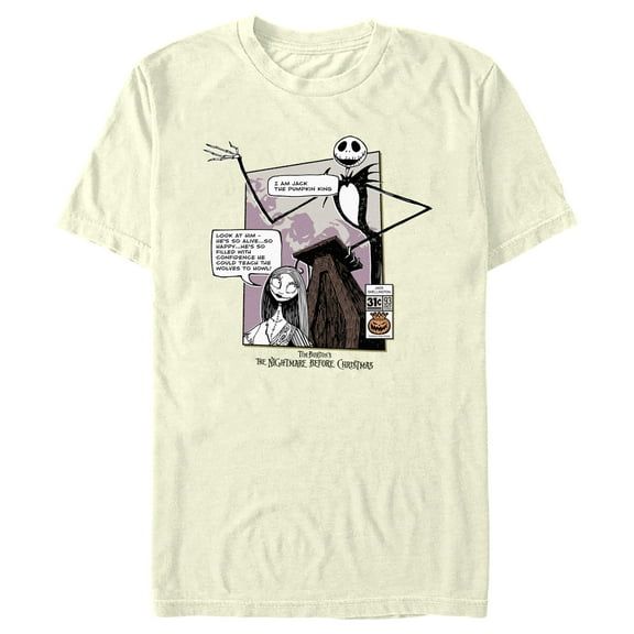 Men's The Nightmare Before Christmas Jack and Sally Comic Book Panel  Graphic T-Shirt