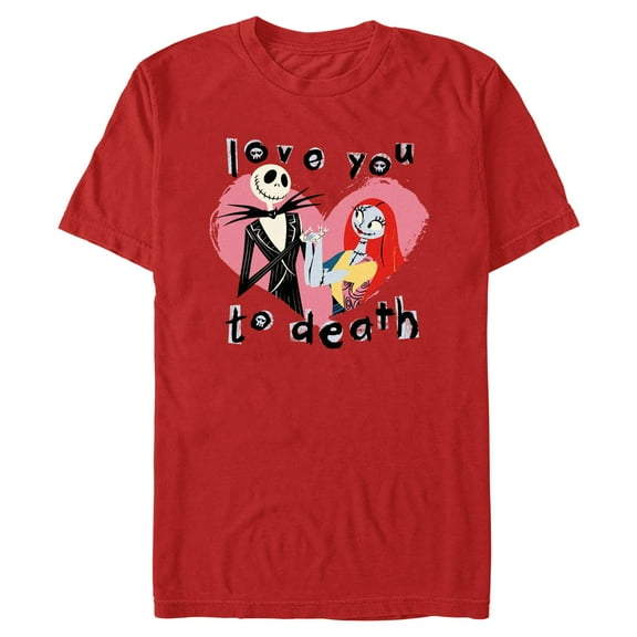 Men's The Nightmare Before Christmas Jack and Sally Love You to Death  Graphic T-Shirt