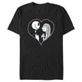 thumbnail image 1 of Men's The Nightmare Before Christmas Jack and Sally Pink Heart Stitch Graphic Tee Black 3X Large, 1 of 5