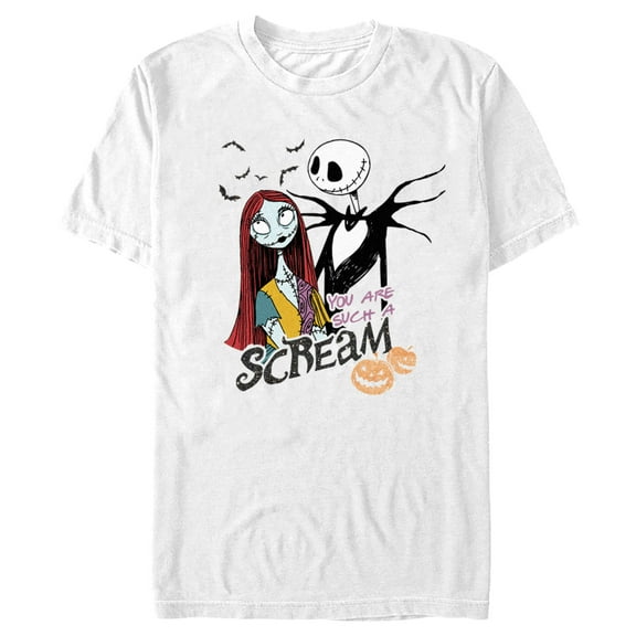 Men's The Nightmare Before Christmas Jack and Sally You are Such a Scream  Graphic Tee White Large