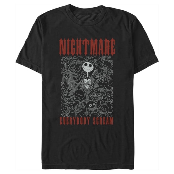 Men's The Nightmare Before Christmas Nightmare Everybody Scream Graphic Tee Black 3X Large
