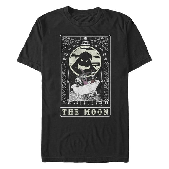Men's The Nightmare Before Christmas Oogie Boogie The Moon Tarot Card Graphic Tee Black Small