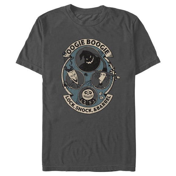 Men's The Nightmare Before Christmas Oogie Boogie and Team Portraits Graphic Tee Charcoal 2X Large