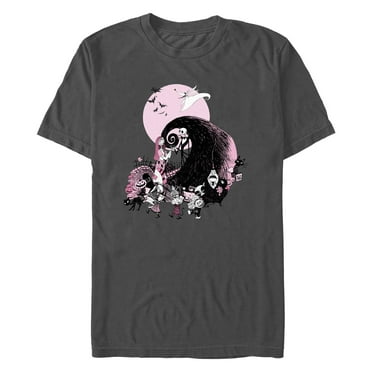 Men's The Nightmare Before Christmas Pink Group Scene  Graphic Tee Charcoal 2X Large