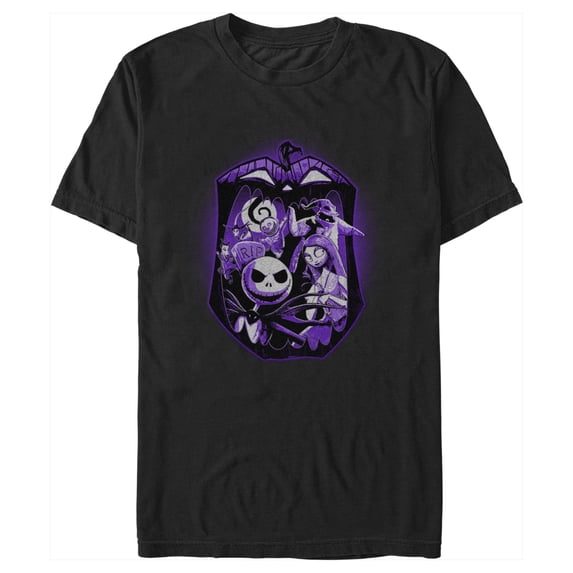 Men's The Nightmare Before Christmas Purple Group Portrait Graphic Tee Black Large