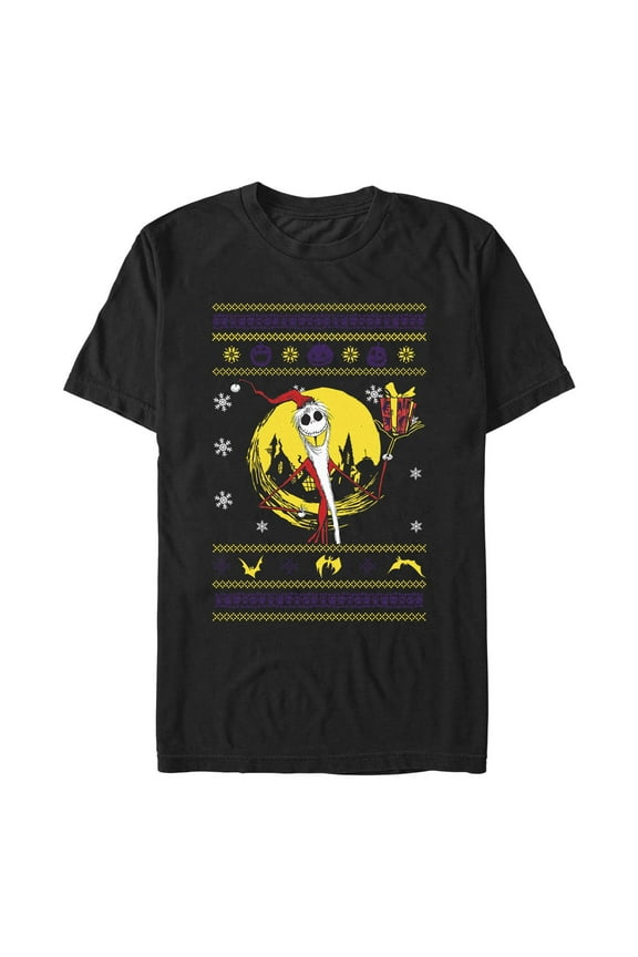 Men's The Nightmare Before Christmas Santa Jack Ugly Christmas Sweater Print  Graphic T-Shirt