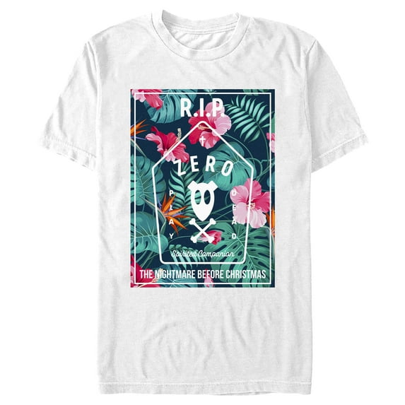 Men's The Nightmare Before Christmas Spirited Companion Zero Graphic Tee White 3X Large