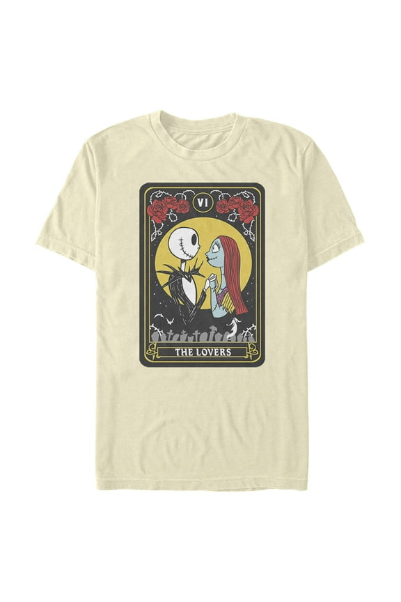Men's The Nightmare Before Christmas The Lovers Tarot Card Graphic Tee Beige Large