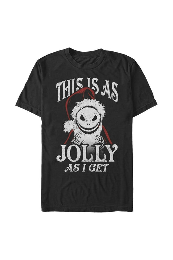 Men's The Nightmare Before Christmas This Is As Jolly as I Get  Graphic Tee Black 2X Large