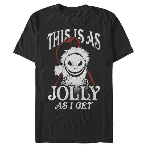 Men's The Nightmare Before Christmas This Is As Jolly as I Get  Graphic Tee Black 3X Large