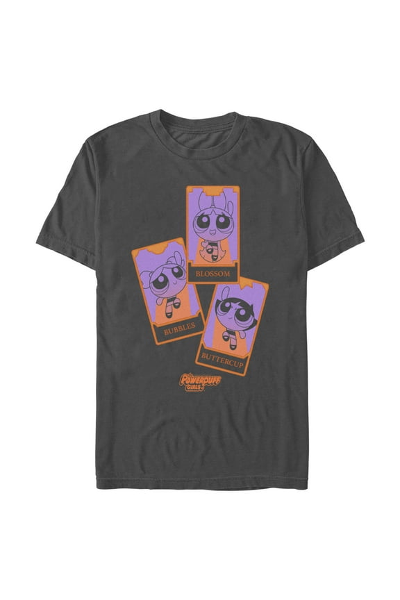 Men's The Powerpuff Girls Halloween Tarot Cards  Graphic Tee Charcoal Large