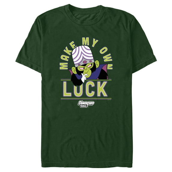Men's The Powerpuff Girls Make My Own Luck Graphic Tee Dark Green Medium