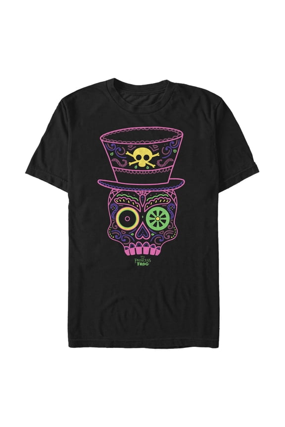 Men's The Princess and the Frog Pink Skull Movie Logo  Graphic T-Shirt
