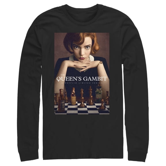 Men's The Queen's Gambit Beth Harmon Poster Long Sleeve Shirt Black Medium