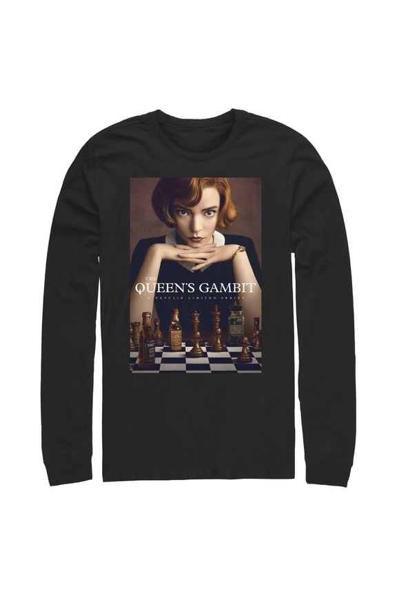 Men's The Queen's Gambit Beth Harmon Poster Long Sleeve Shirt Black Medium