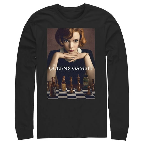 Men's The Queen's Gambit Beth Harmon Poster Long Sleeve Shirt Black Small