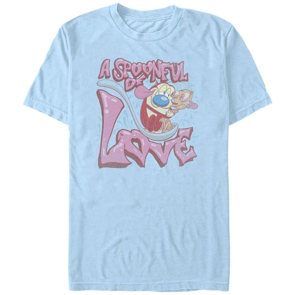 Men's The Ren & Stimpy Show A Spoonful of Love  Graphic Tee Light Blue X Large