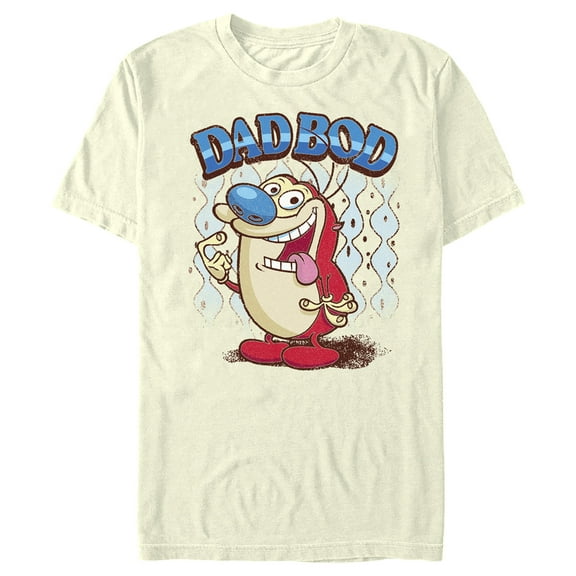 Men's The Ren & Stimpy Show Dad Bod Stimpy Graphic Tee Beige Large