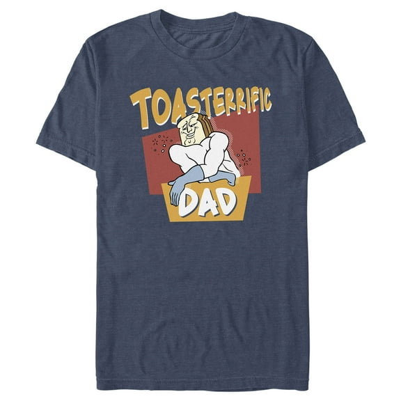 Men's The Ren & Stimpy Show Powdered Toast Man Toasterrific Dad  Graphic Tee Navy Blue Heather Large