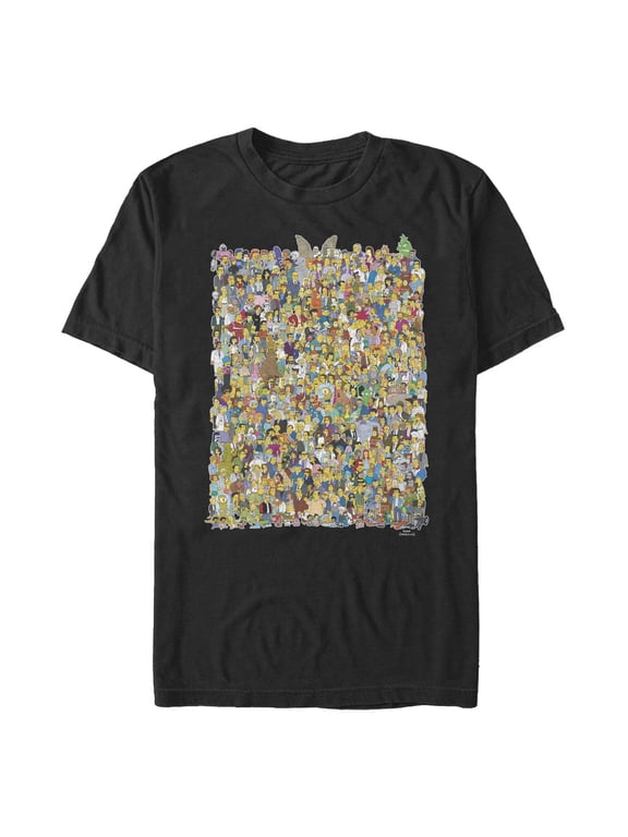 Men's The Simpsons All of Springfield Character Collage Graphic Tee Black 2X Large