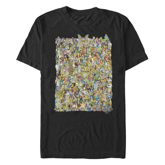 Men's The Simpsons All of Springfield Character Collage  Graphic Tee Black 3X Large