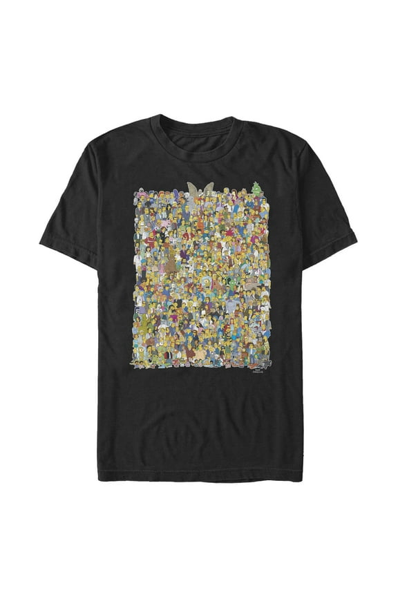Men's The Simpsons All of Springfield Character Collage Graphic Tee Black Large