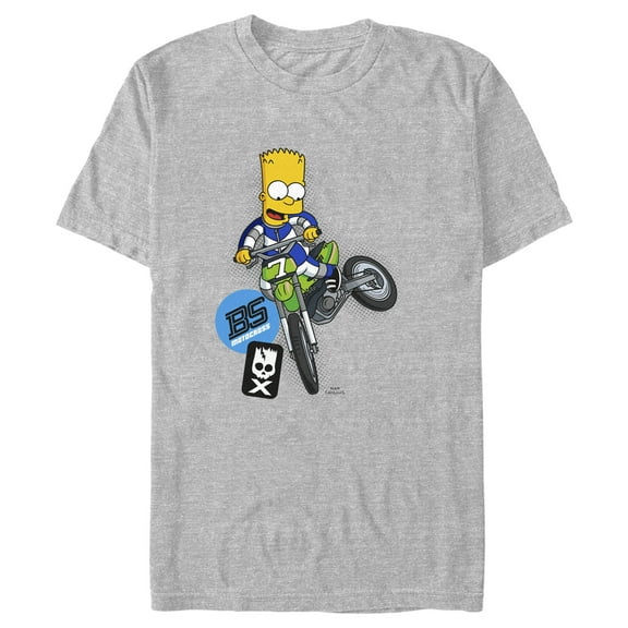 Men's The Simpsons Bart BMX Bike  Graphic Tee Athletic Heather 2X Large