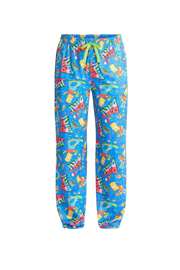 Men's The Simpsons Bart Blue Pajama Sleep Pants - Large