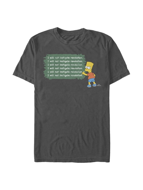 Men's The Simpsons Bart Chalkboard Graphic Tee Charcoal 2X Large
