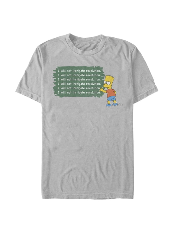 Men's The Simpsons Bart Chalkboard Graphic Tee Silver Medium