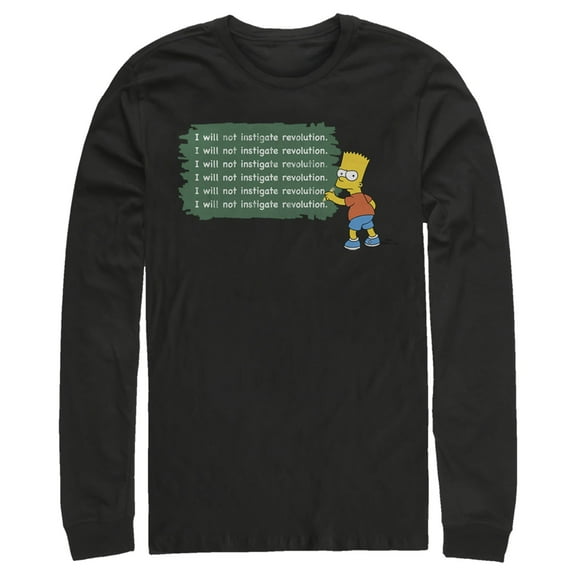 Men's The Simpsons Bart Chalkboard  Long Sleeve Shirt Black X Large