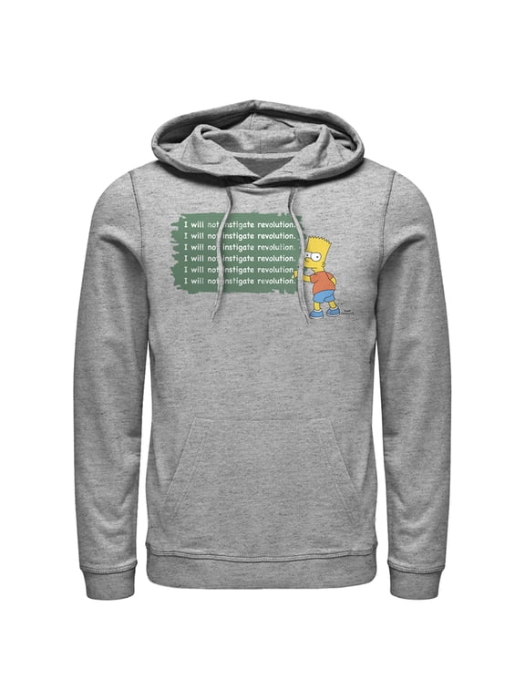 Men's The Simpsons Bart Chalkboard Pull Over Hoodie Athletic Heather X Large
