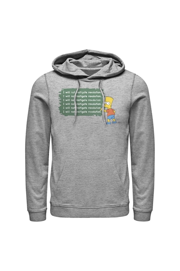 Men's The Simpsons Bart Chalkboard Pull Over Hoodie Athletic Heather X Large