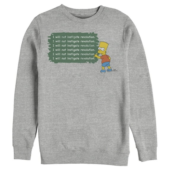 Men's The Simpsons Bart Chalkboard Sweatshirt Athletic Heather Large