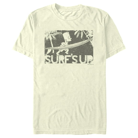 Men's The Simpsons Bart Classic Surf's Up Graphic Tee Beige Medium