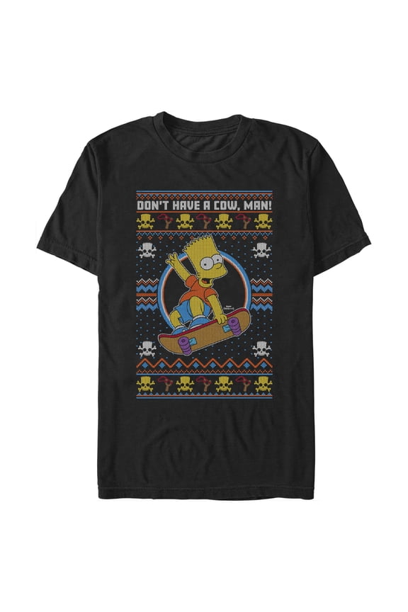 Men's The Simpsons Bart Don't Have a Cow, Man! Sweater Print  Graphic Tee Black 2X Large