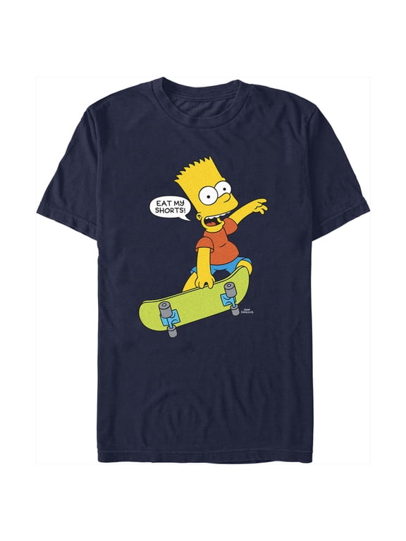 Men's The Simpsons Bart Eat My Shorts Graphic Tee Navy Blue Large