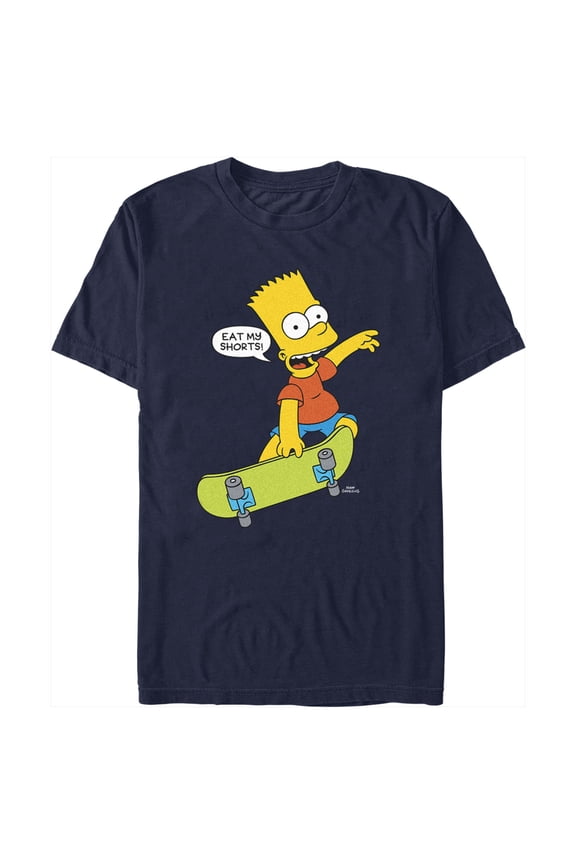 Men's The Simpsons Bart Eat My Shorts Graphic Tee Navy Blue Large