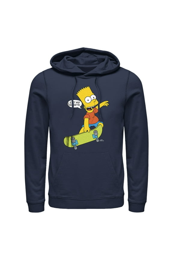 Men's The Simpsons Bart Eat My Shorts  Pull Over Hoodie Navy Blue Large