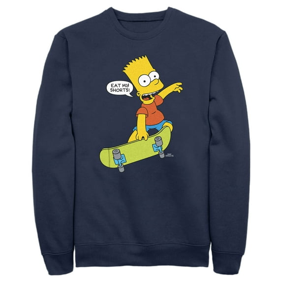 Men's The Simpsons Bart Eat My Shorts Sweatshirt Navy Blue Large