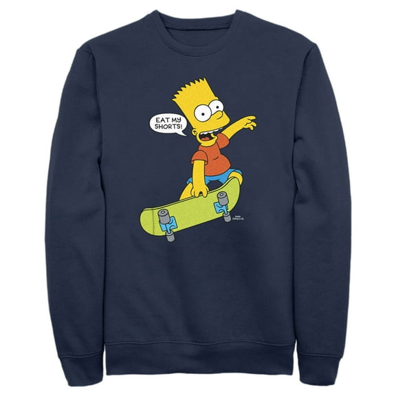 Men's The Simpsons Bart Eat My Shorts  Sweatshirt Navy Blue X Large