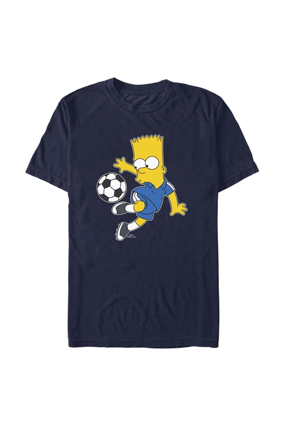 Men's The Simpsons Bart Soccer Pro Graphic Tee Navy Blue 2X Large