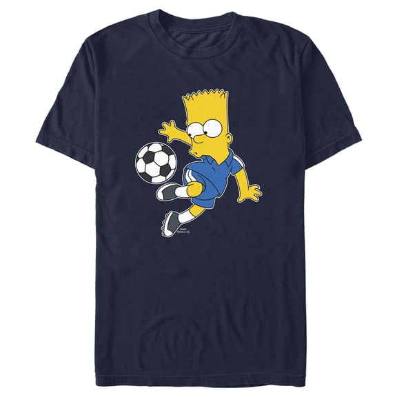 Men's The Simpsons Bart Soccer Pro Graphic Tee Navy Blue 2X Large