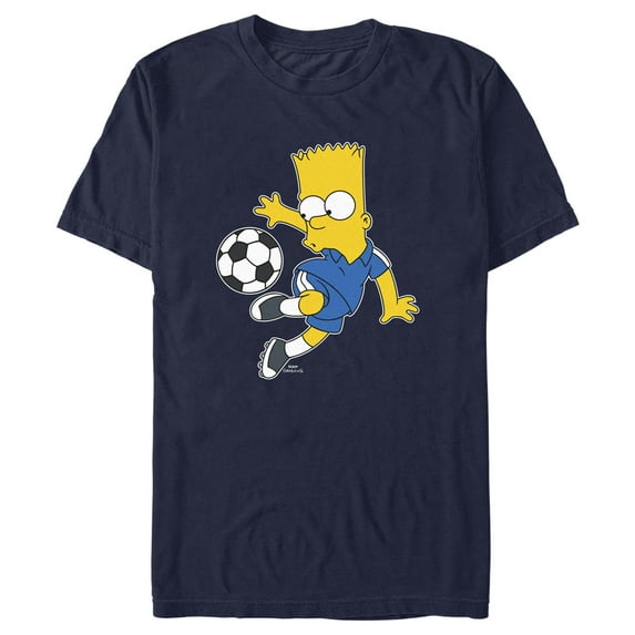 Men's The Simpsons Bart Soccer Pro Graphic Tee Navy Blue 3X Large