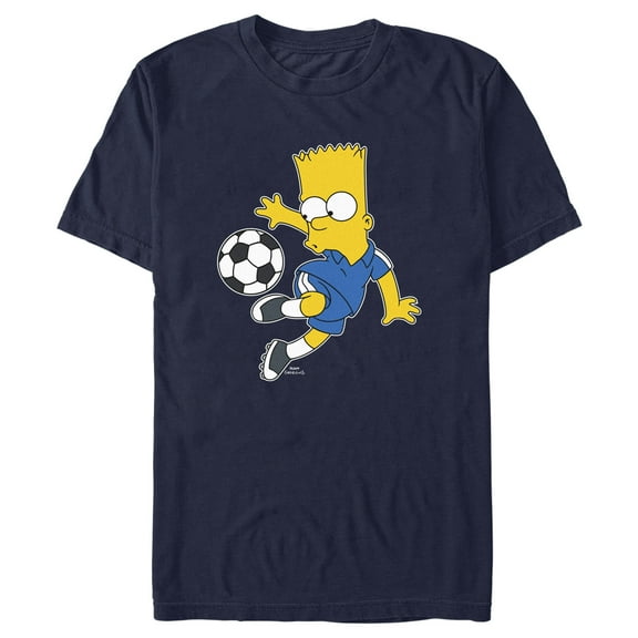 Men's The Simpsons Bart Soccer Pro Graphic Tee Navy Blue Large
